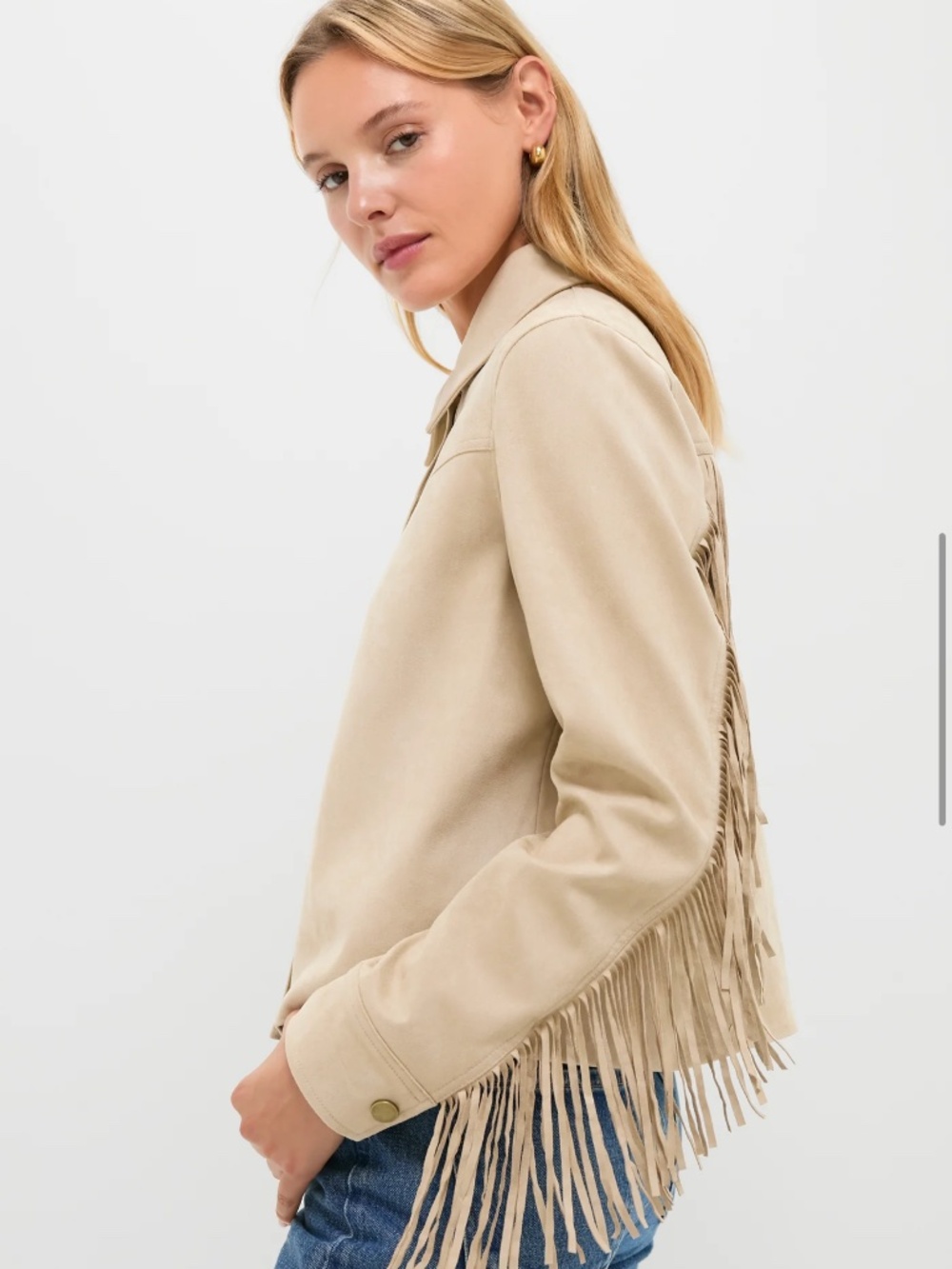 NWT Tuckernuck Hyacinth House Biscotti Faux Suede Fringe Lauren Jacket Small - Picture 6 of 8